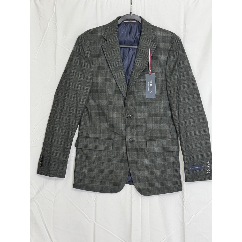 Tommy Hilfiger Men's Conrad‎ Plaid Blazer Sport Coat Jacket Olive Brown 36 REG